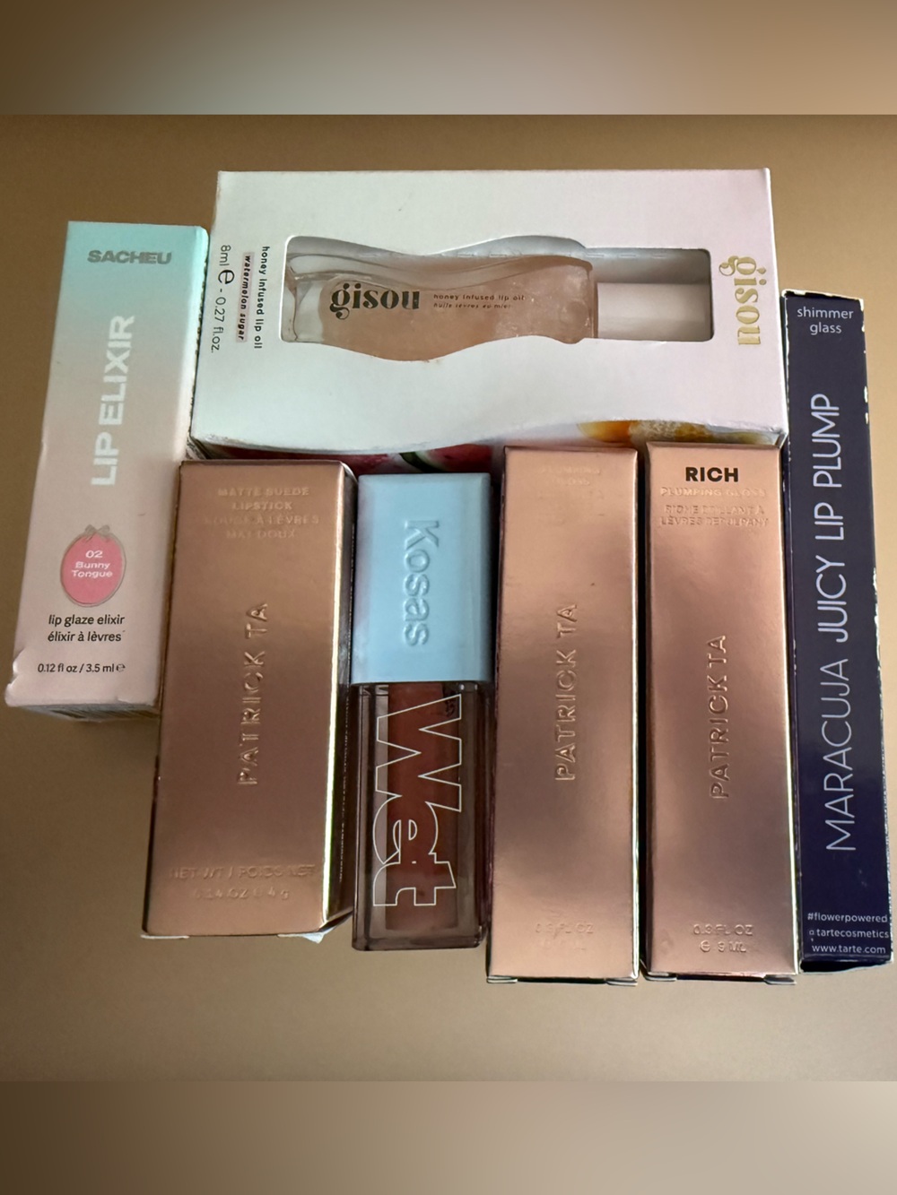 Lip Bundle - Patrick Ta, Gisou, Kosas, Tarte, Sacheu Lip Oil, Gloss, & Lipstick